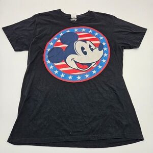 Disney Mickey Mouse Patriotic Graphic T‎ Shirt Black Mens Size L